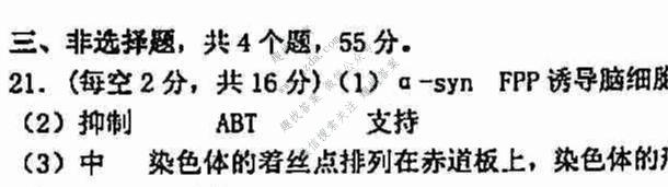 2021-2022学年临沂市高19级阶段学情调研(2021.9)生物答案