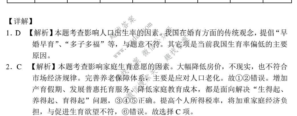 怀化市2022年新高考适应性考试地理答案