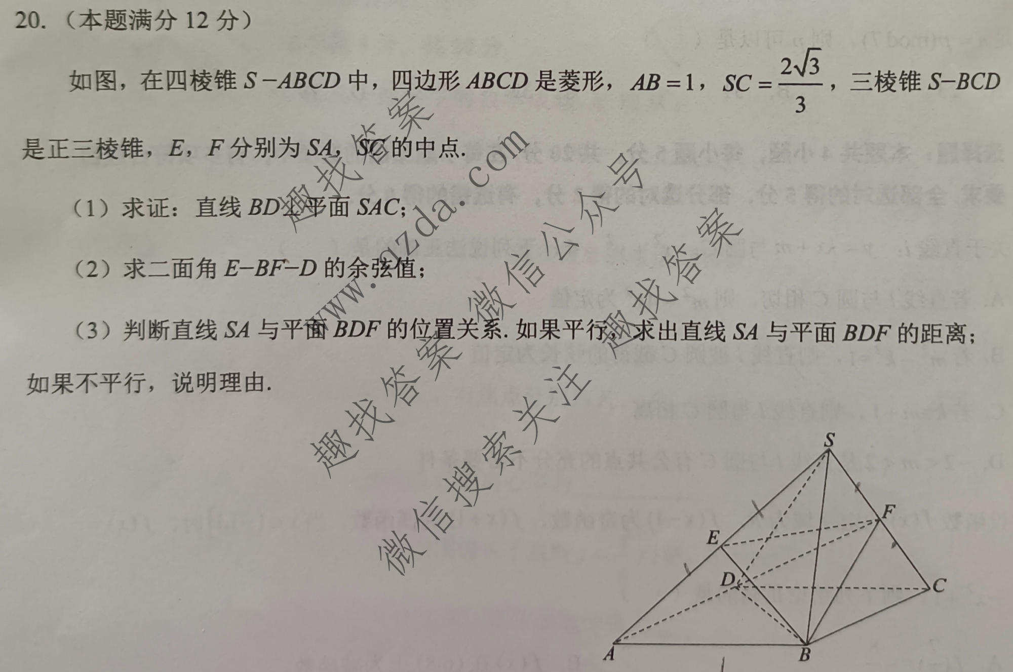 2022年锦州市普通高中高三质量检测数学试题