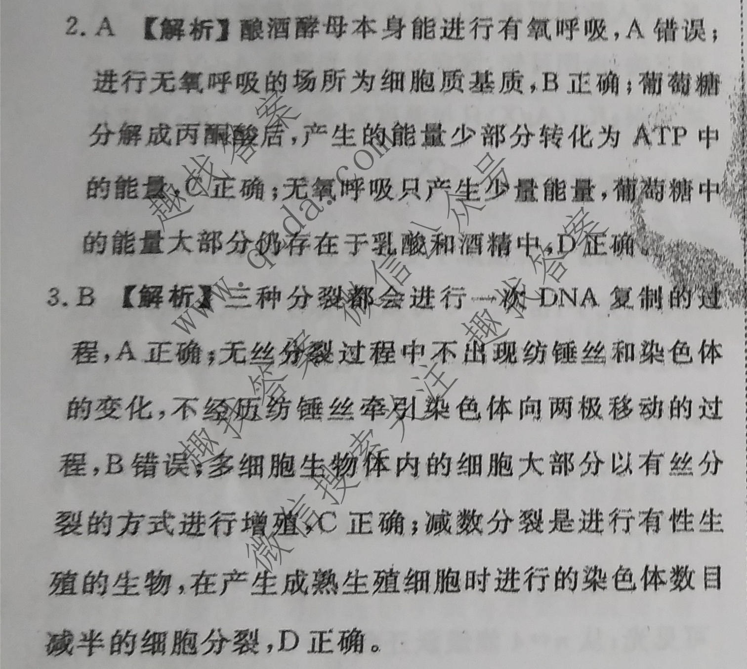 衡水金卷先享题 2022-2023学年度高三一轮复习摸底测试卷 摸底卷A(老高考) 理综(二)2答案