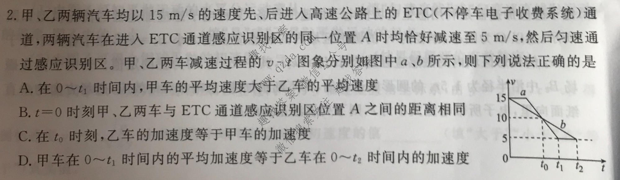衡水金卷先享题 2022-2023学年度高三一轮复习摸底测试卷 摸底卷A(老高考) 物理(二)2试题