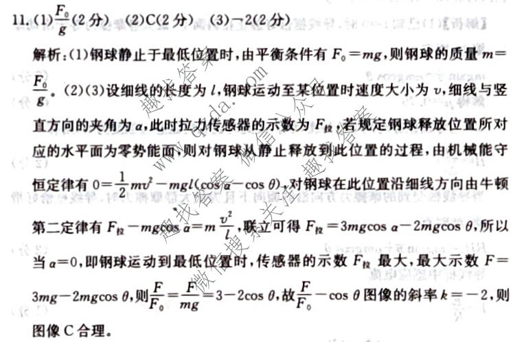 [阳光启学]2024届全国统一考试标准模拟信息卷(十二)12物理XX-A答案