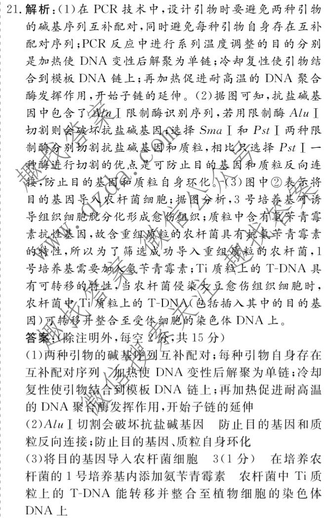 名校之约系列 2025届高三新高考考前冲刺押题卷(四)4生物GFG答案