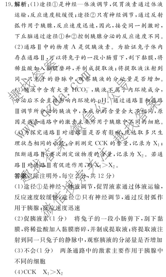 名校之约系列 2025届高三新高考考前冲刺押题卷(五)5生物GFG答案