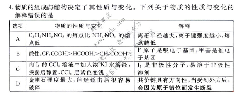 衡水金卷 2026年学科素养评价练习(一)1化学(HN)试题