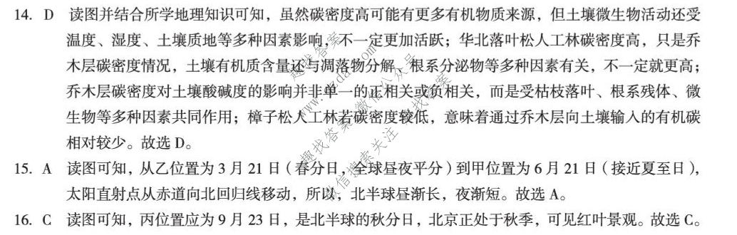 1号卷 A10联盟2026届高三5月最后一卷地理答案