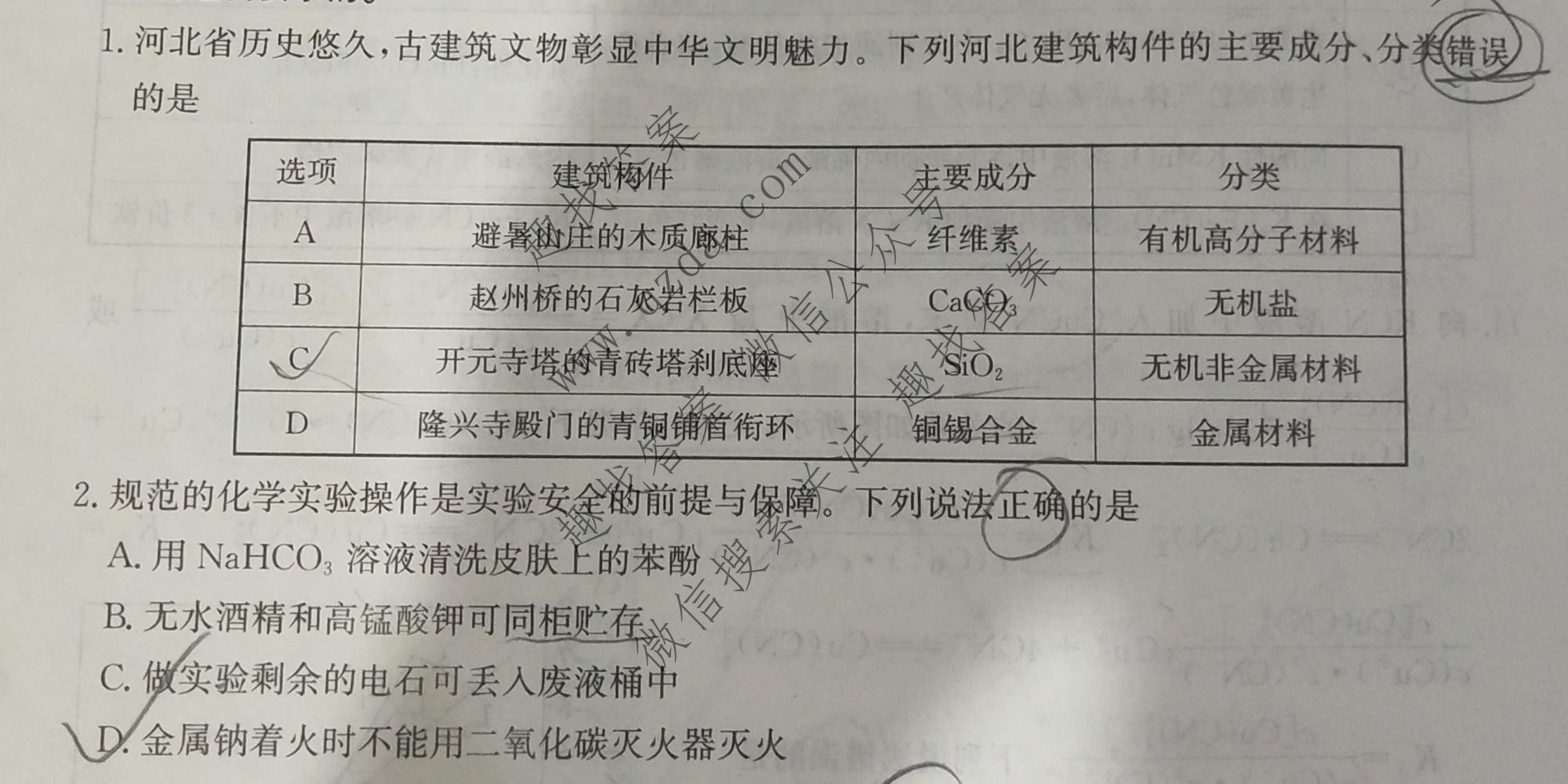  神州智达 2026届高考备考预测巩固训练(一)1化学试题