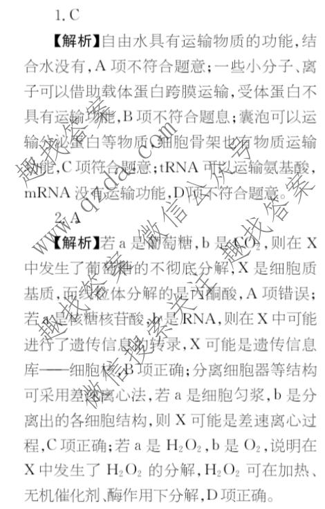 2025~2026学年核心突破(三十二)32生物SC答案