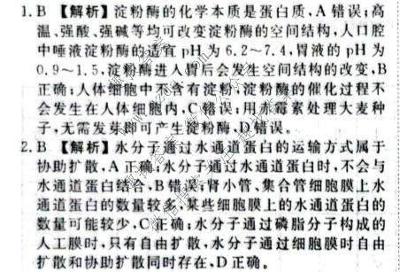 衡水金卷先享题 2026年高考压轴冲刺(一)1生物(Y)答案