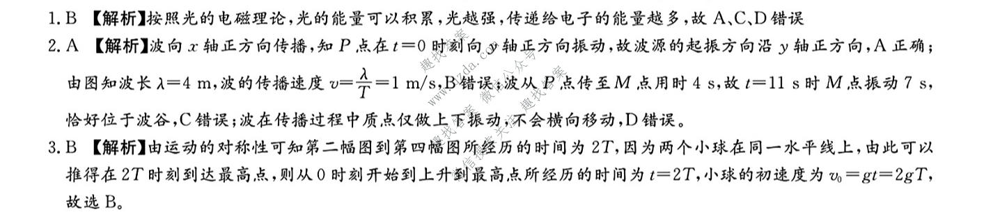 炎德英才大联考 2026届高三模拟卷(二)(N10)物理答案