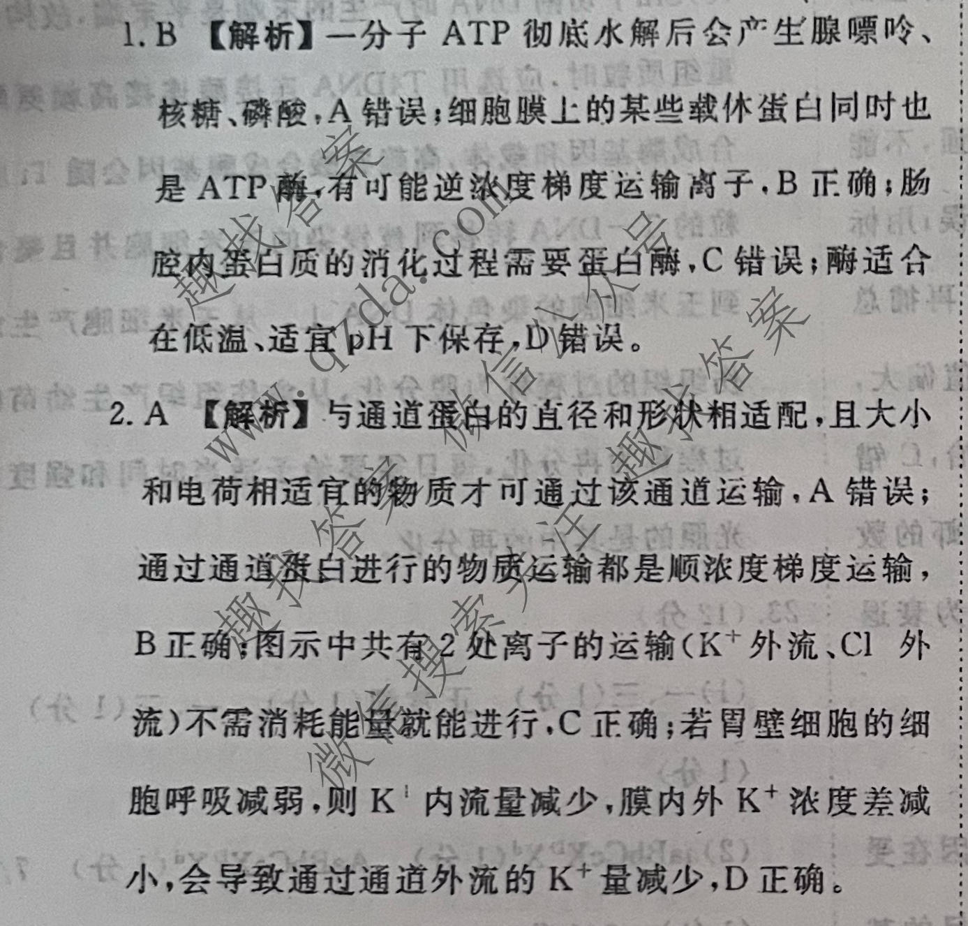 衡水金卷先享题 2026年高考压轴冲刺(二)2生物(S)答案