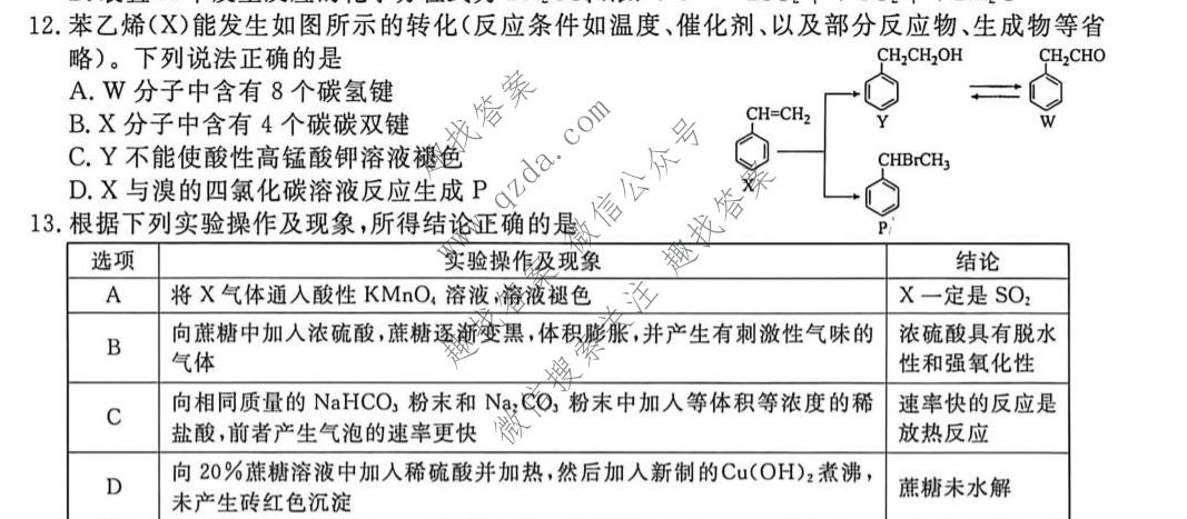 点石联考 2026届高一年级6月练习卷化学试题