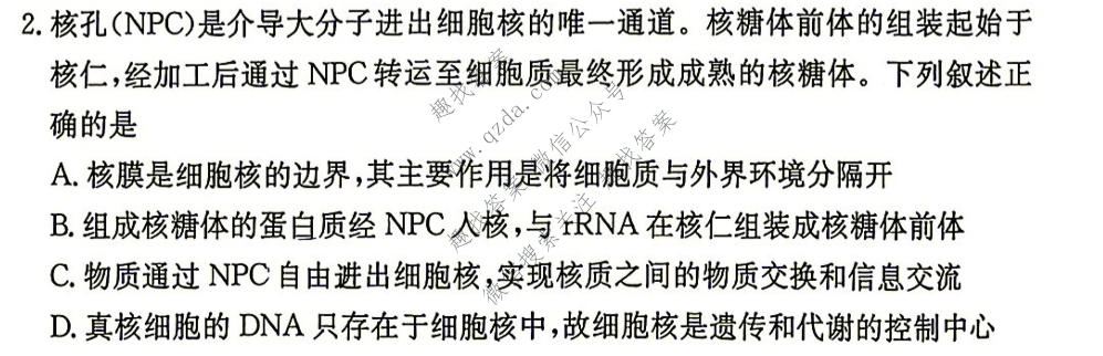 炎德英才大联考 湖南师大附中2027届高三检测(一)(27T)生物试题