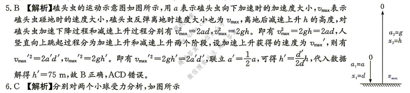 炎德英才大联考 雅礼中学2027届高三检测(一)(27H)物理答案