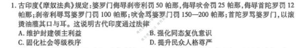 点石联考 2027届高二秋季入学学情检测历史试题