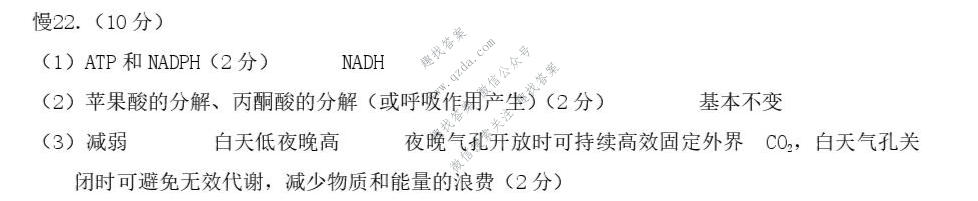 山东省2026年全市高三年级9月学习质量综合评估生物答案