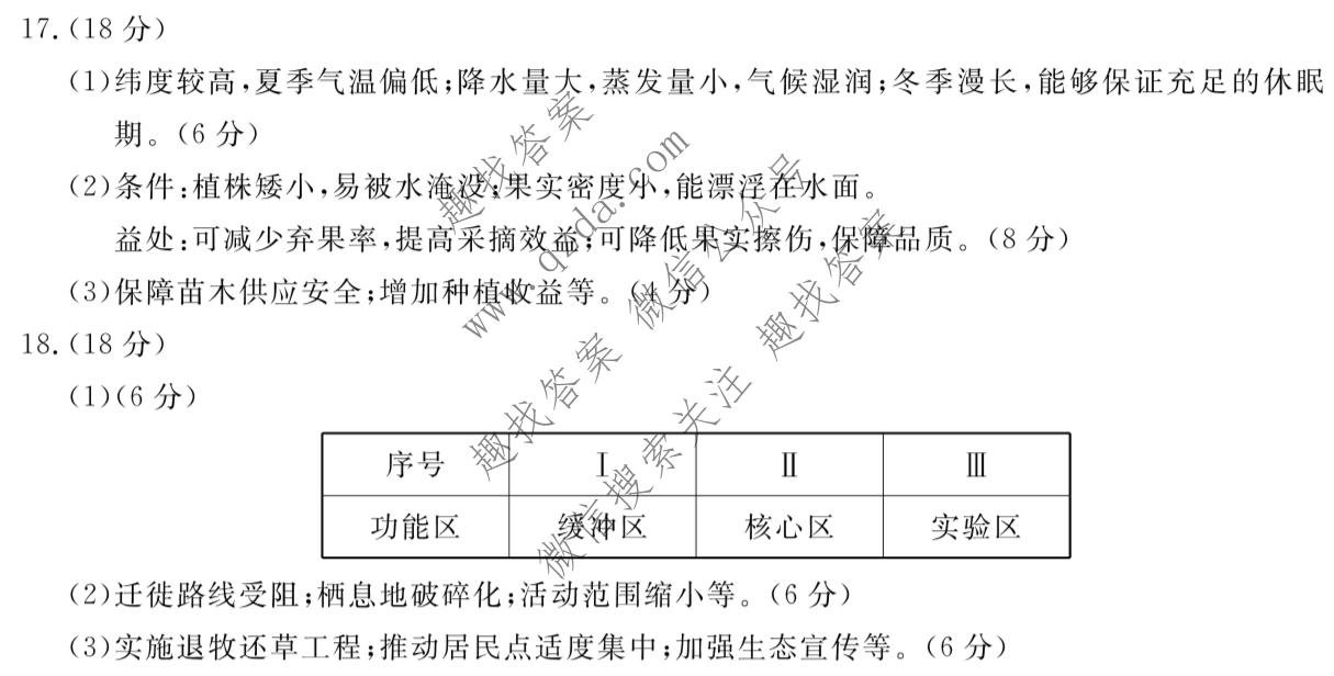 河北省唐山市2026-2027学年度高三年级摸底演练地理答案