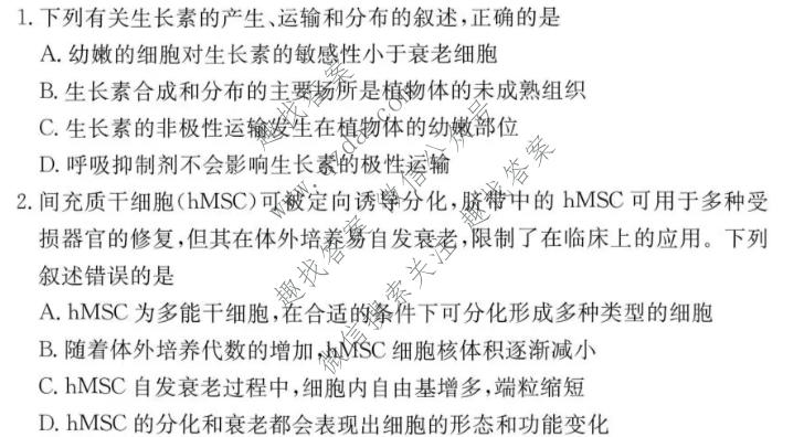 炎德英才大联考 长沙市一中2027届高三检测(二)(27Q)生物试题