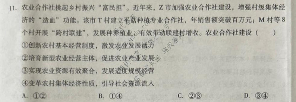 A10联盟 2027届高三上学期10月学情检测政治B试题