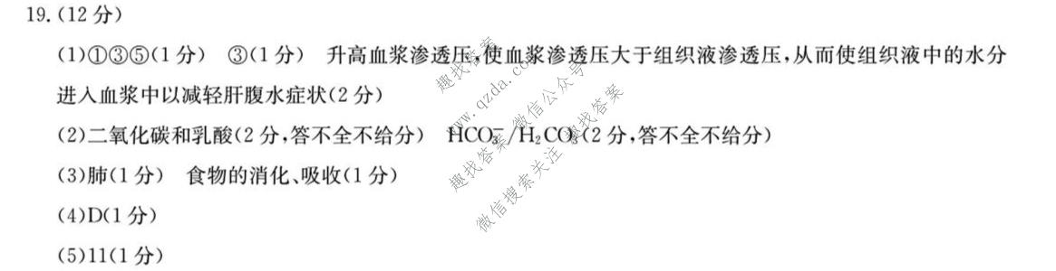 山西省2026-2027学年上学期高二过程性素质评价(27-X-074B)生物答案