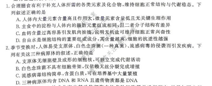 华师联盟 河南省2026-2027学年高三10月质量检测生物B试题