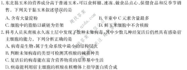 黑龙江省2026-2027学年度高三年级第一学期10月份月考(27-X-025C)生物试题